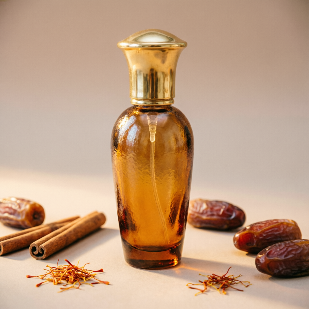 Perfume ámbar con dátiles y canela, universo ambarado