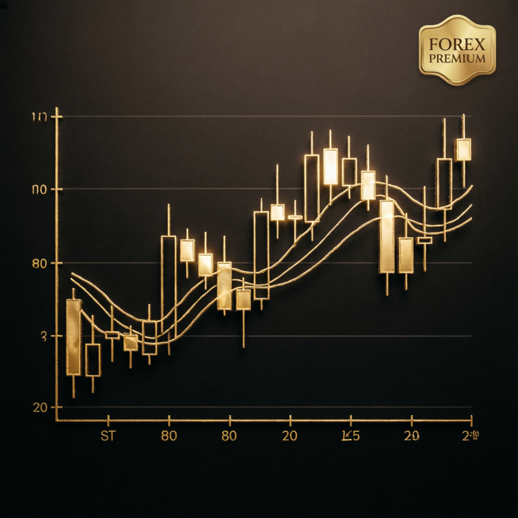 Premium gold forex trading chart showing candlestick patterns and market analysis
