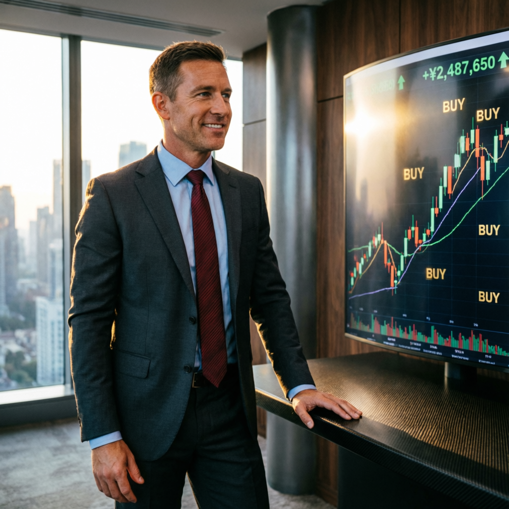 Professional trader celebrating successful Topstep challenge pass