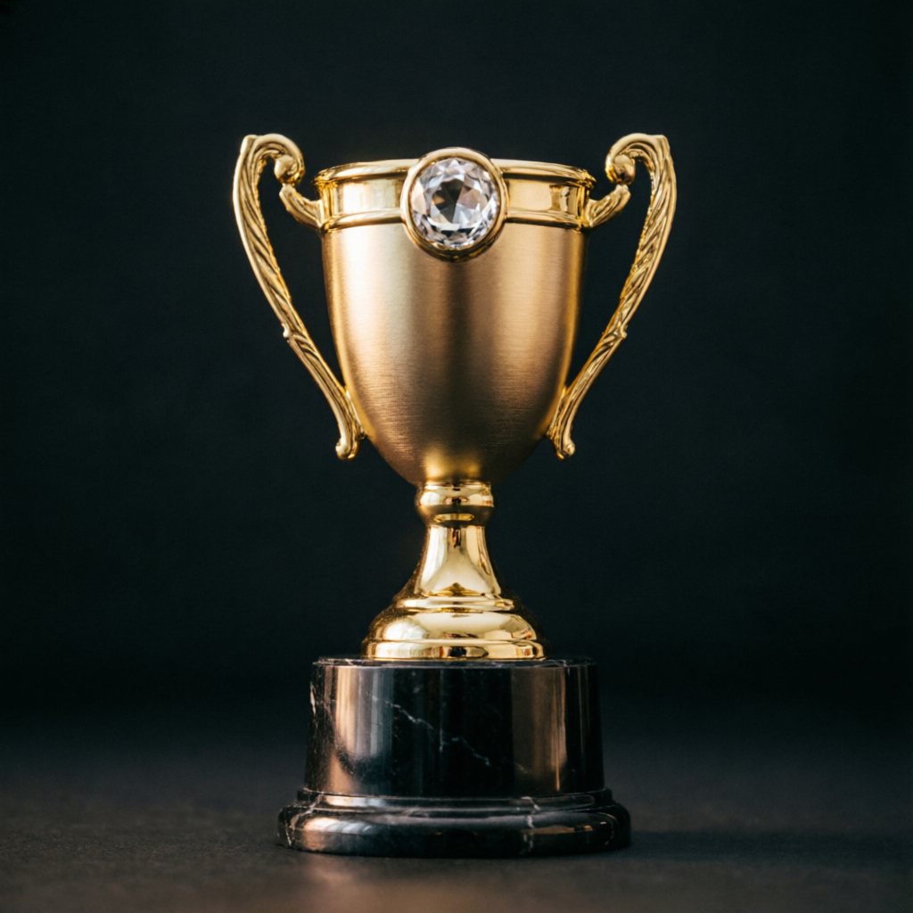 Gold trophy representing trading excellence and Topstep success