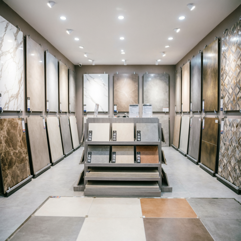 Showroom de pisos e azulejos com grande variedade