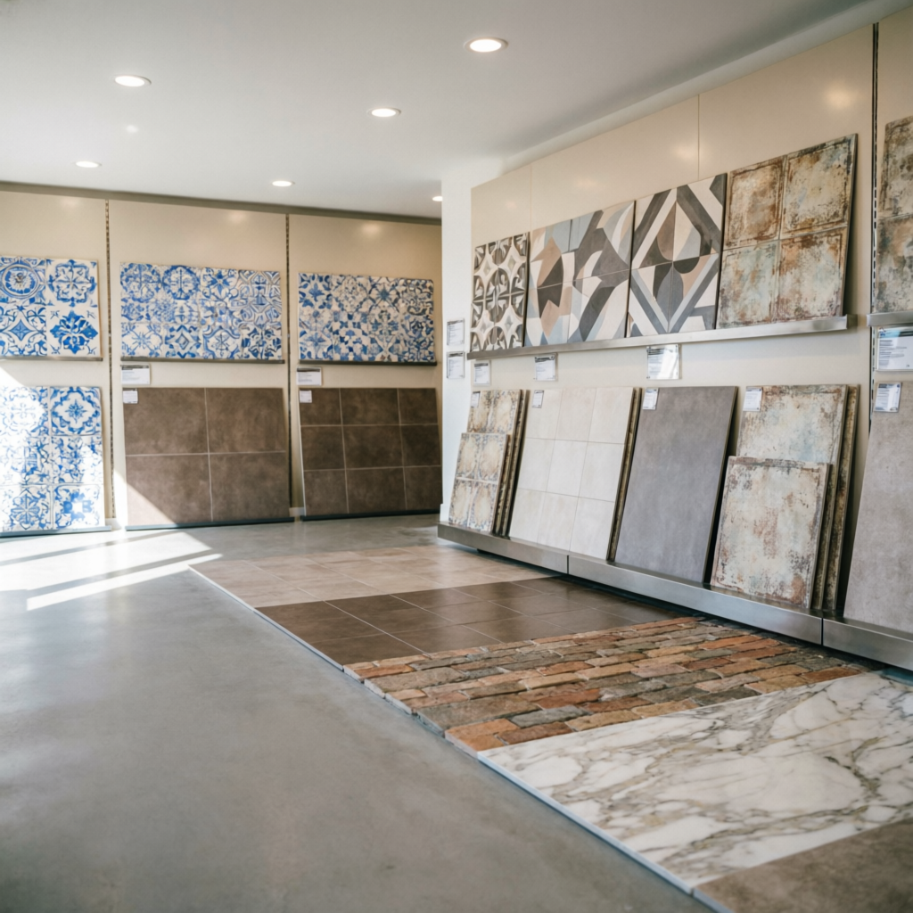 Showroom com variedade de pisos e revestimentos - Loja de azulejos Rio Preto
