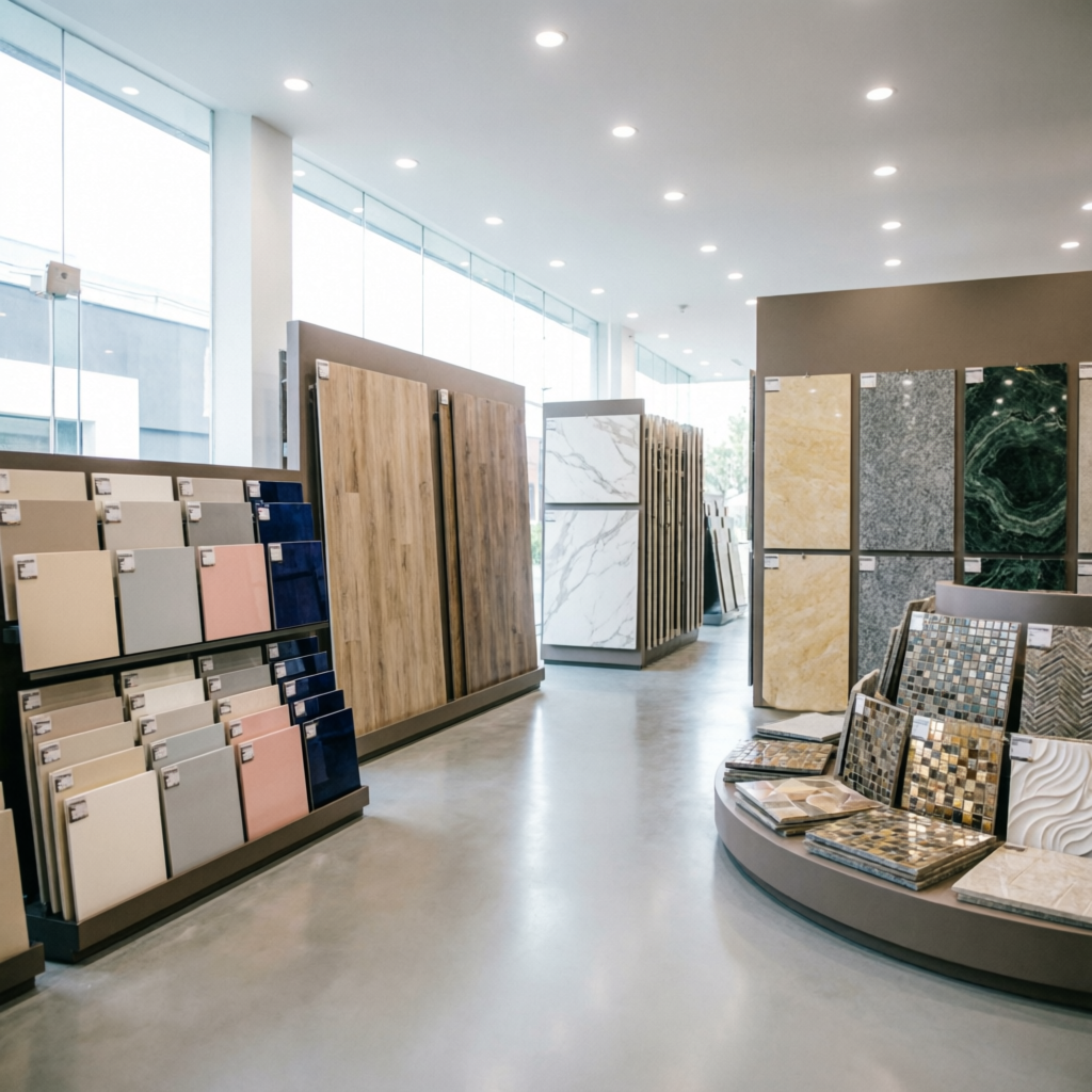 Amplo showroom de pisos e azulejos com mosaicos - Cemitério dos Azulejos SJRP