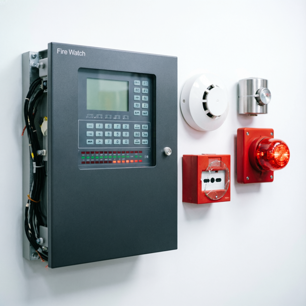 Fire Watch Fire Alarm Control Panel with smoke detectors, heat detectors, manual call points and sounders - Star Electronic Concepts