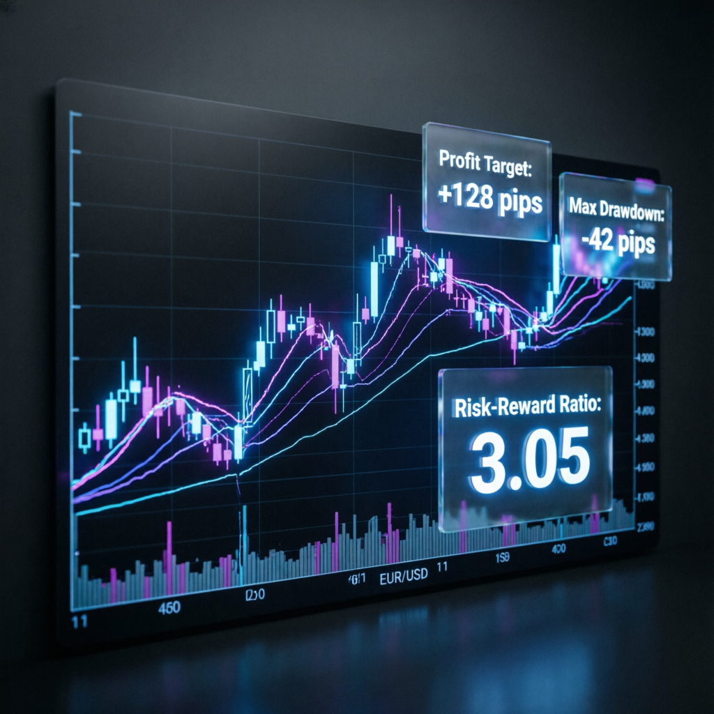 Trading chart showing profit target and max drawdown levels for Apex Trader Funding evaluation