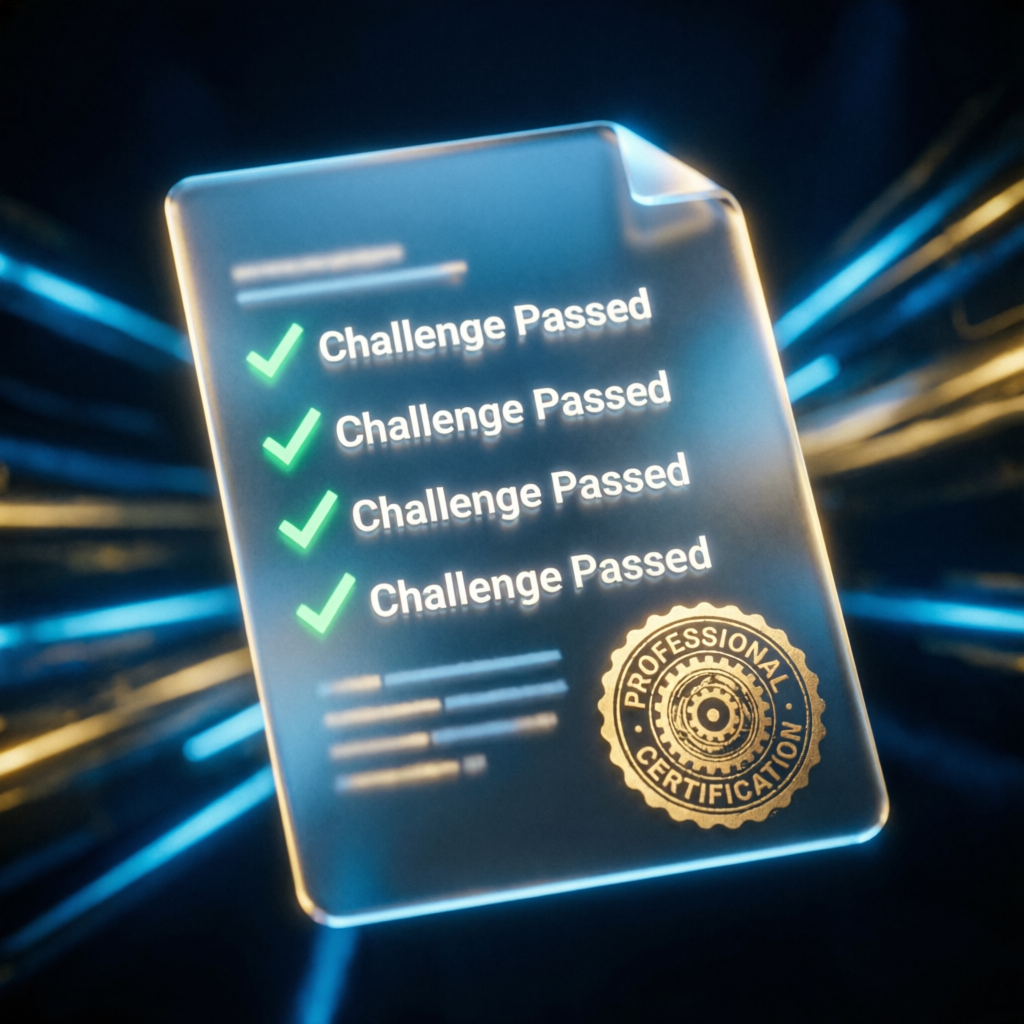 Challenge passed certification document showing successful Apex Trader Funding evaluation completion