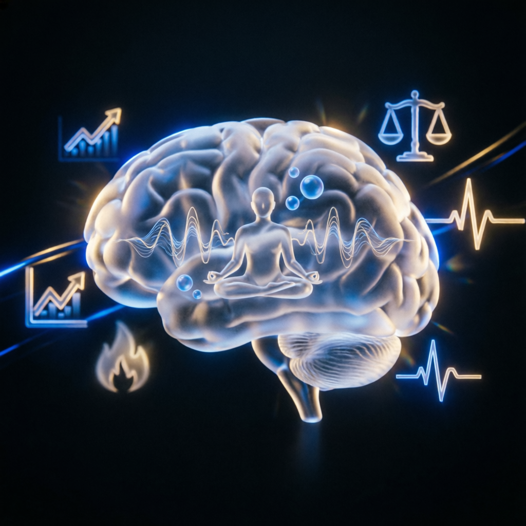 Trading psychology concept showing emotional control and disciplined mindset for professional traders