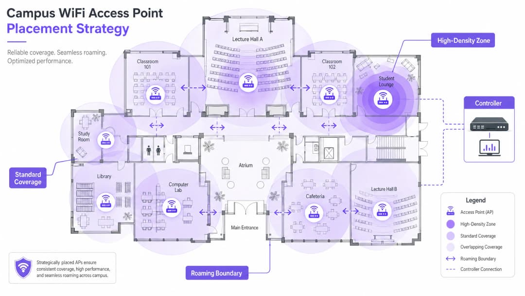 Campus Wi-Fi access point placement strategy