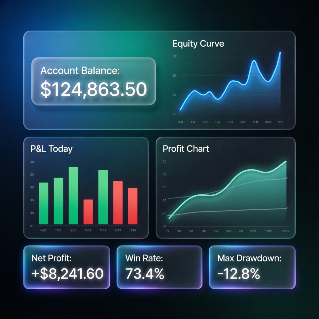 Topstep trading dashboard showing account balance and equity curve