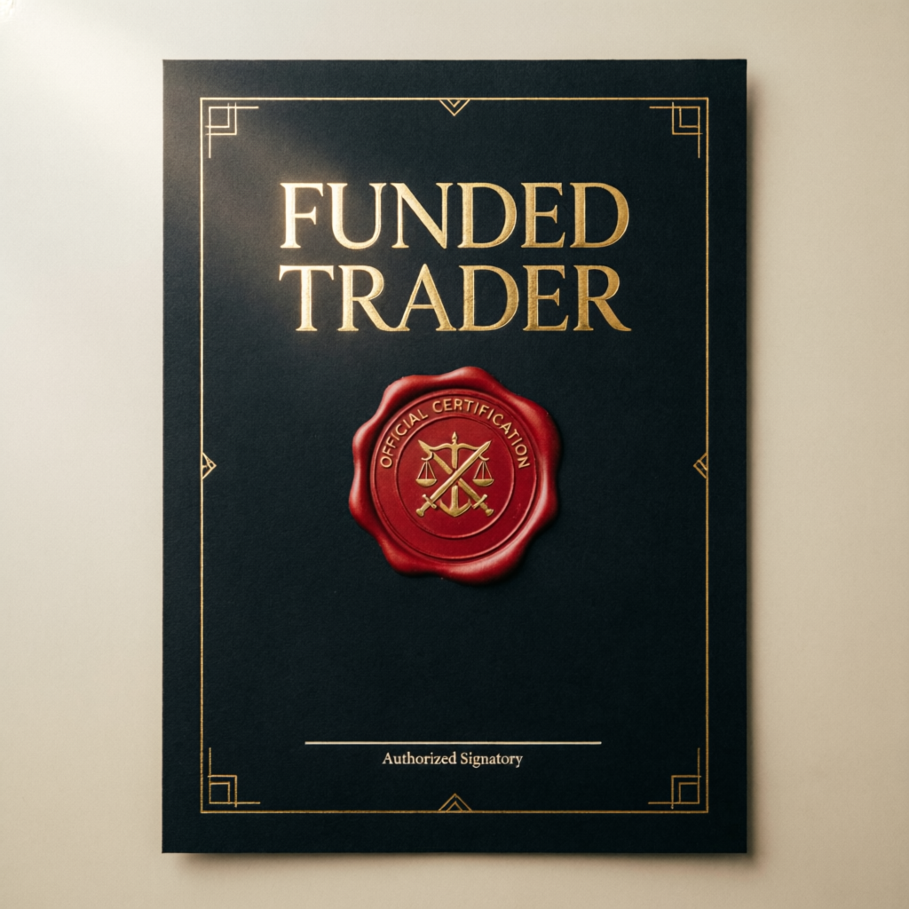 Funded Trader certificate representing successful Topstep evaluation completion