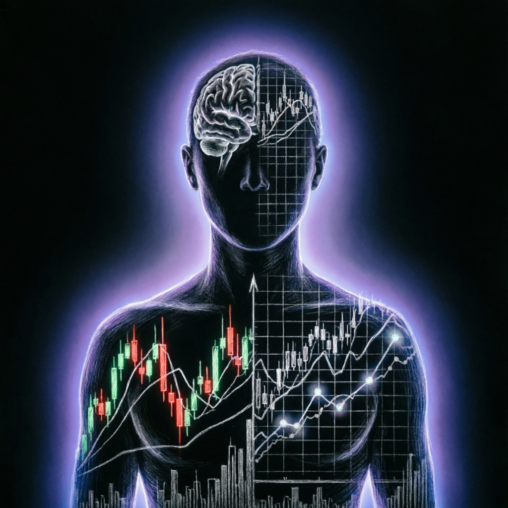 Trading psychology visualization showing mental discipline for risk management