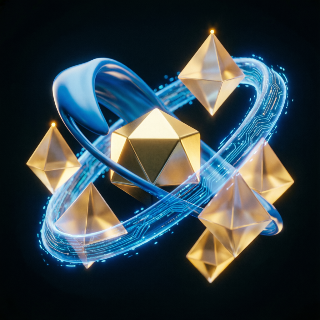 Abstract 3D visualization of trading consistency rule with geometric shapes