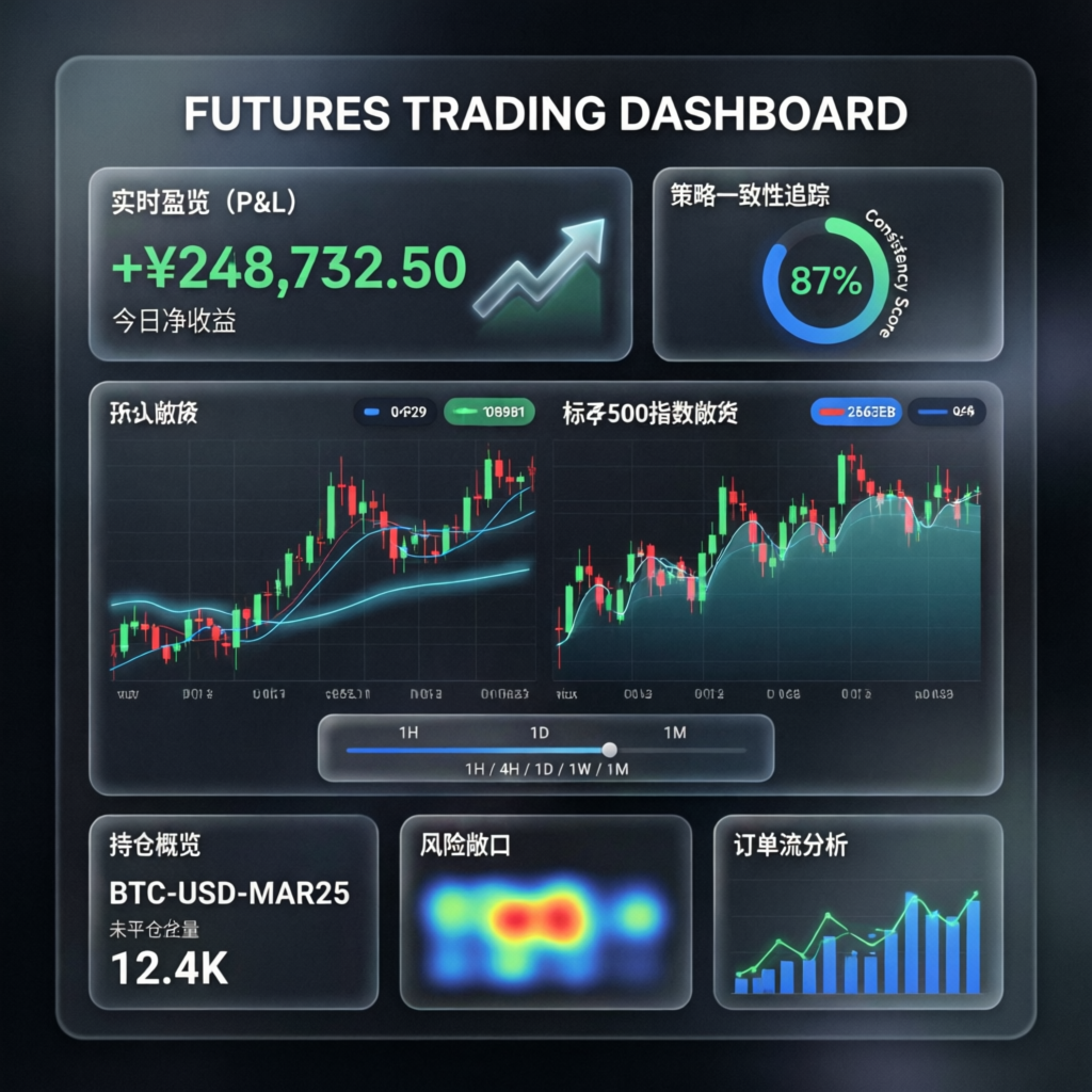 Topstep futures trading dashboard showing consistency score and P&L metrics