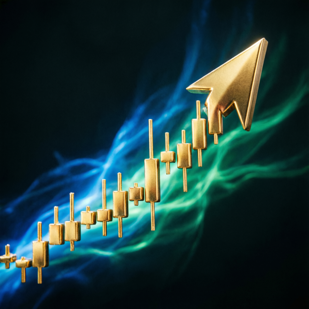 Golden candlestick chart showing upward profit growth - Prop Firm Services trading strategy