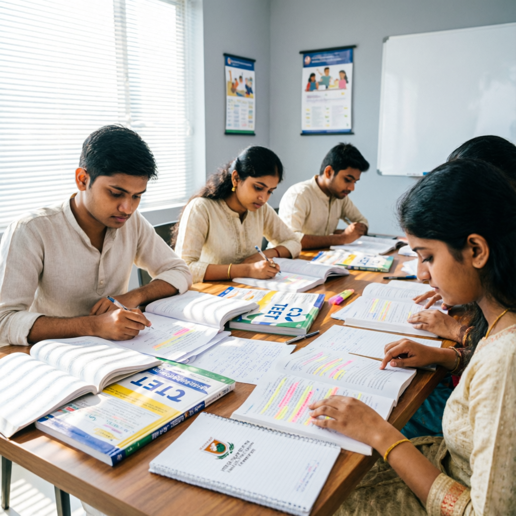 Students preparing for teacher eligibility tests UPTET CTET in Pipari Azamgarh Uttar Pradesh India
