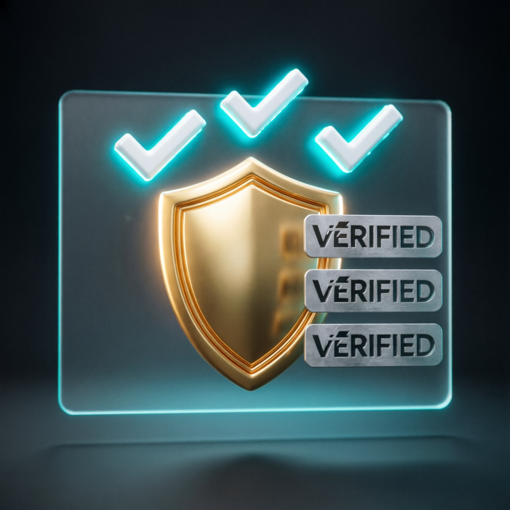 Verified trust badges and security shield for funded accounts