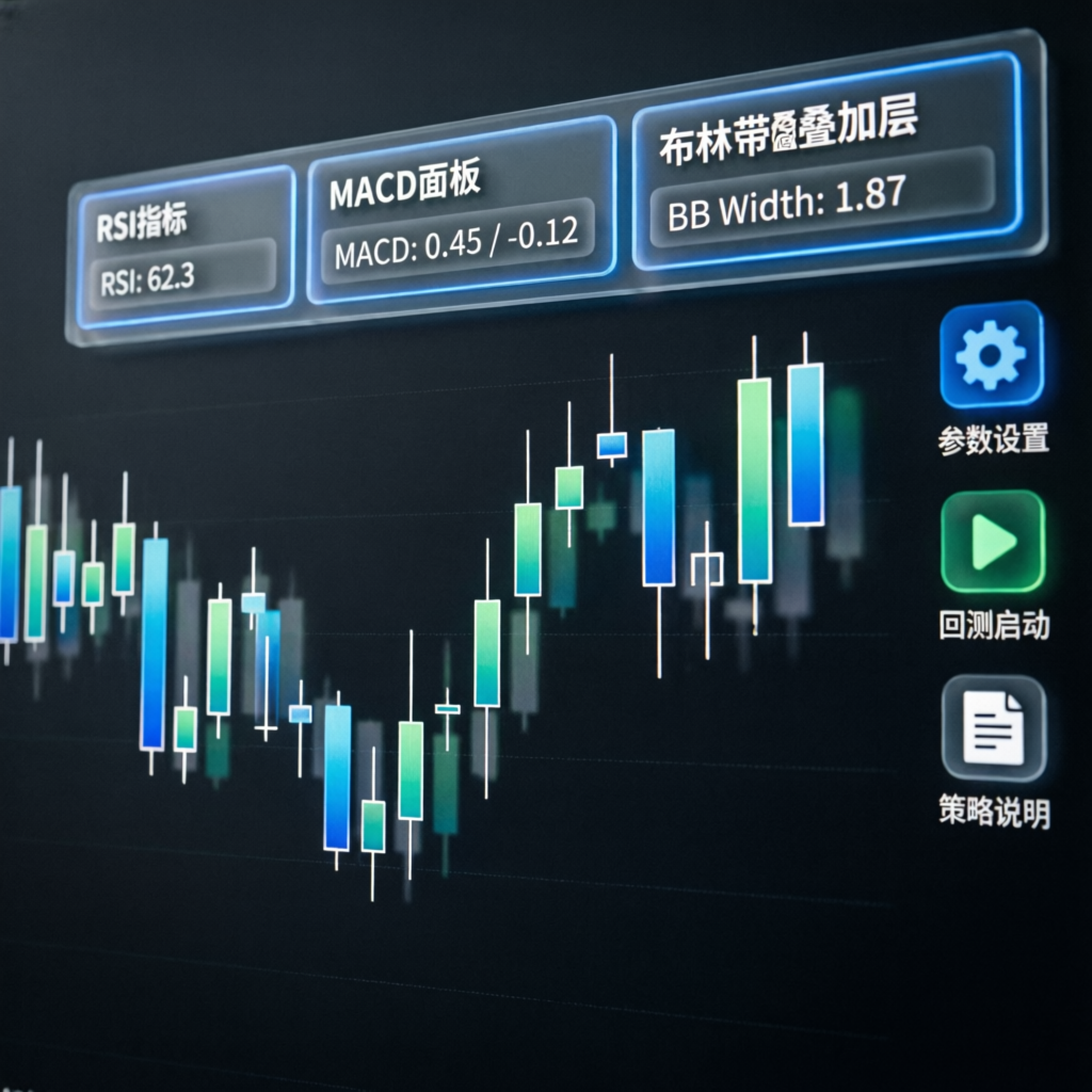 Trading strategy blueprint with candlestick patterns and technical indicators for professional analysis