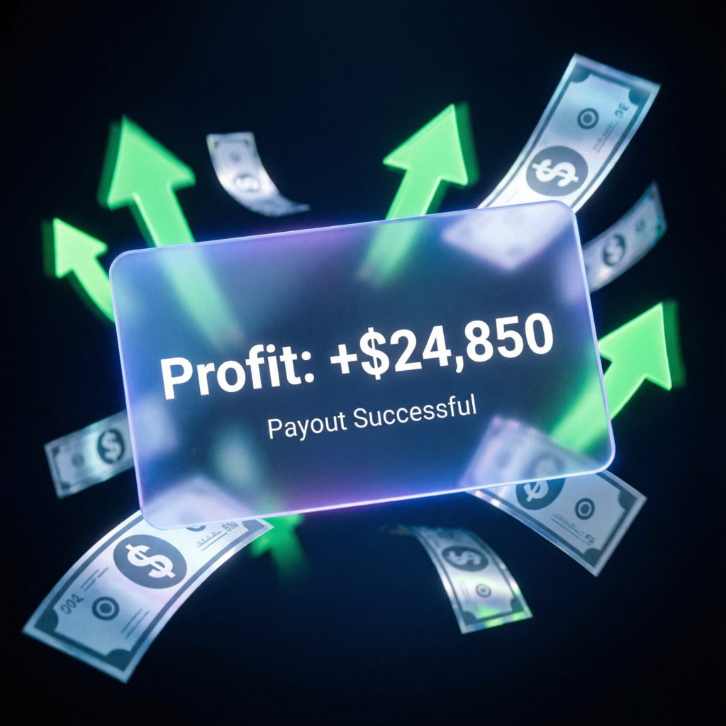 Successful payout notification showing profit and celebration