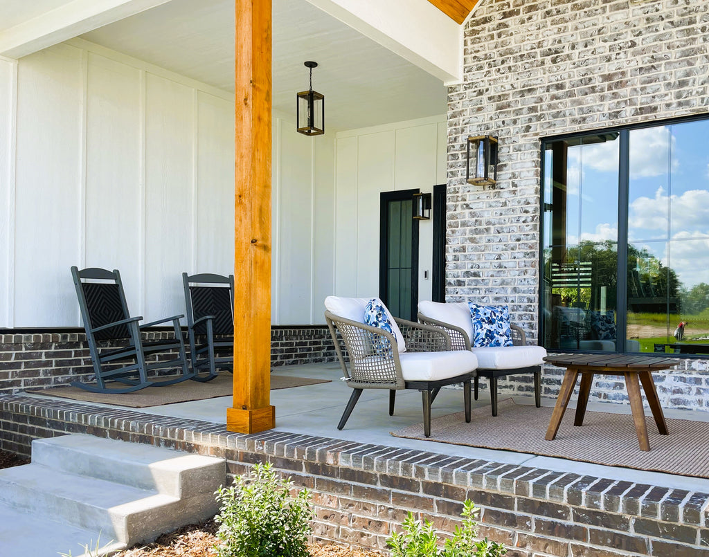 Mixed materials on porch