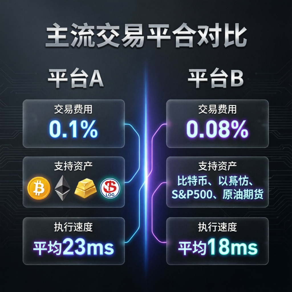 Comparison visualization of trading platforms showing features and performance metrics