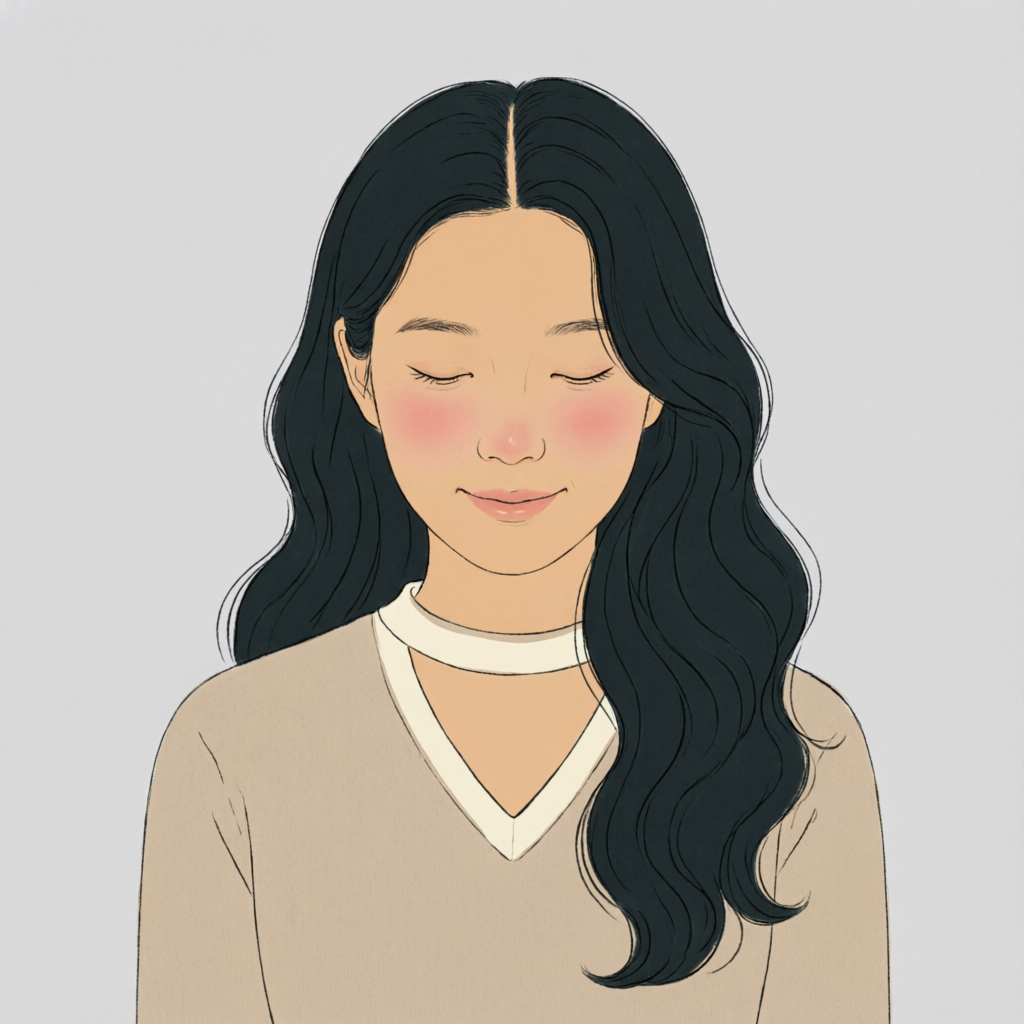 Ilustração de mulher com os olhos fechados