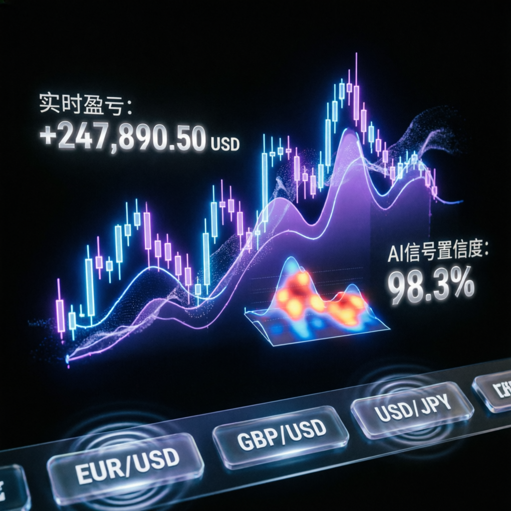 AI-powered trading dashboard showing real-time profit analytics for Topstep challenge