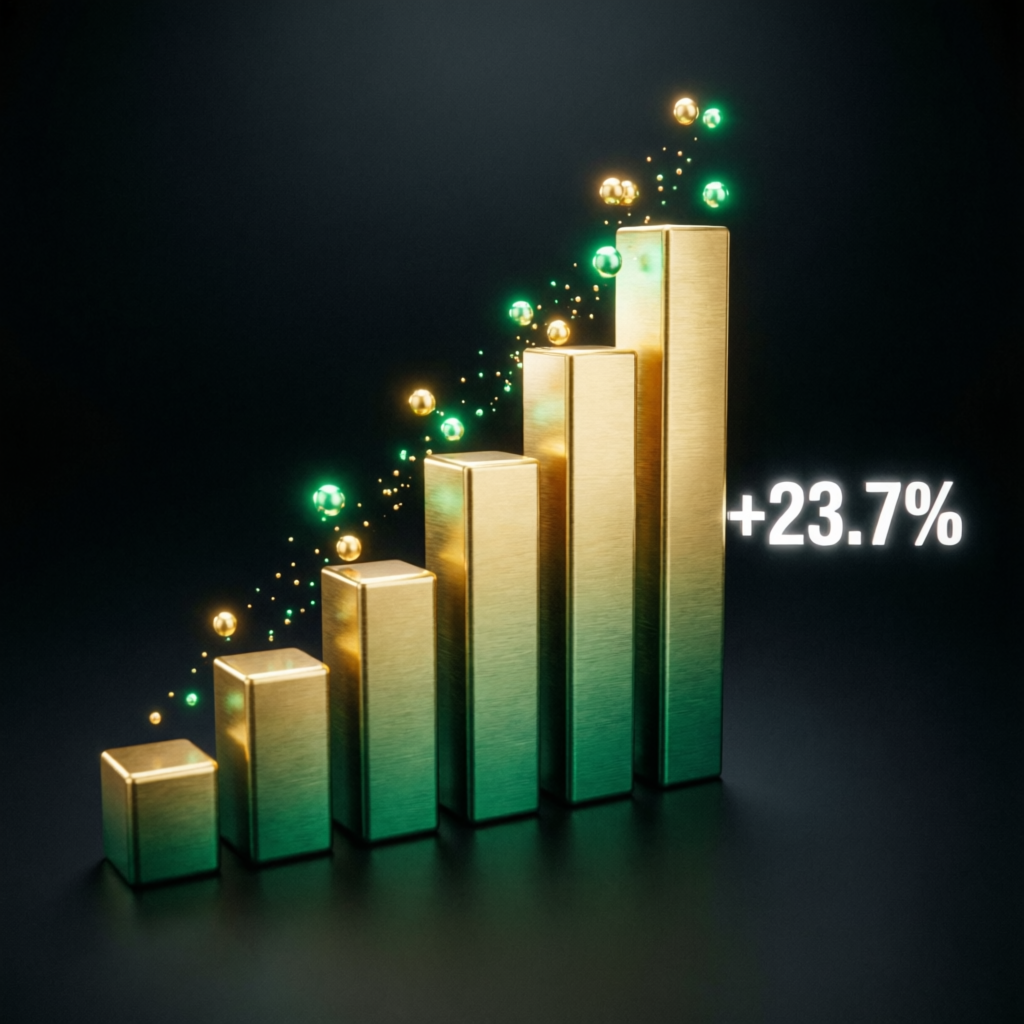 Growing profit chart showing successful trading results