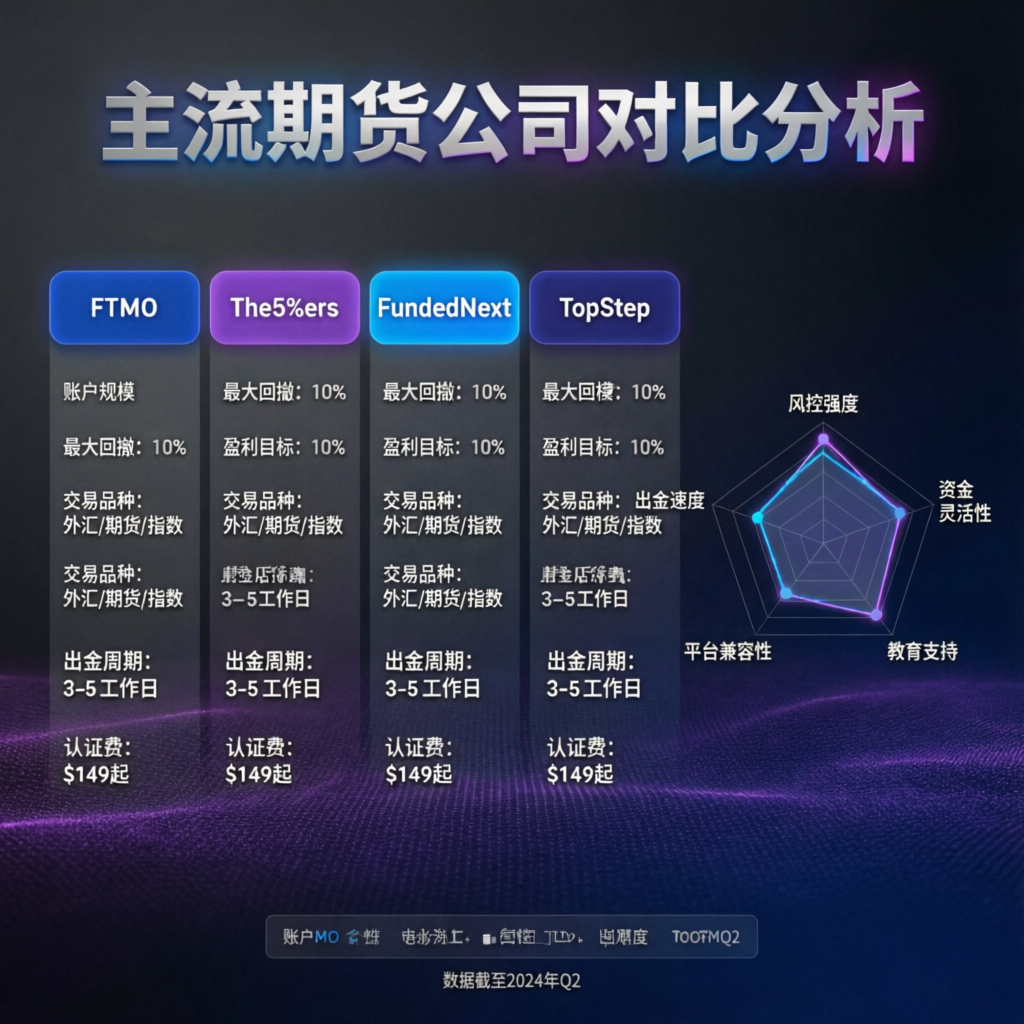 Comparison chart between major prop firms including Topstep