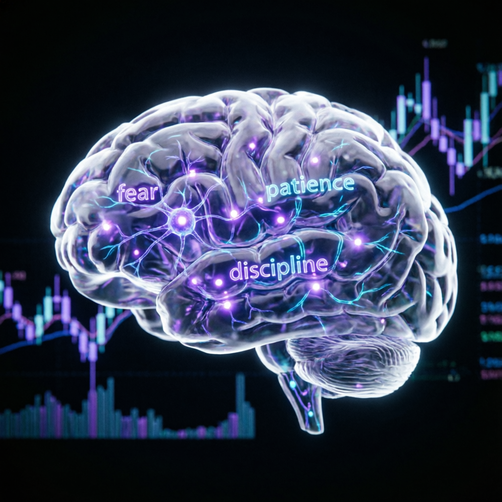 Trading psychology visualization showing emotional control concepts