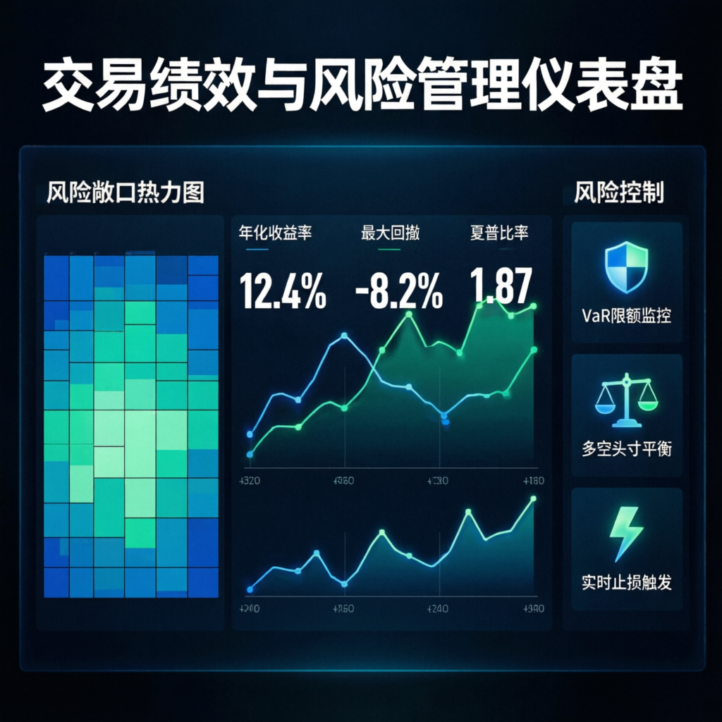 Trading metrics dashboard showing risk management and performance indicators