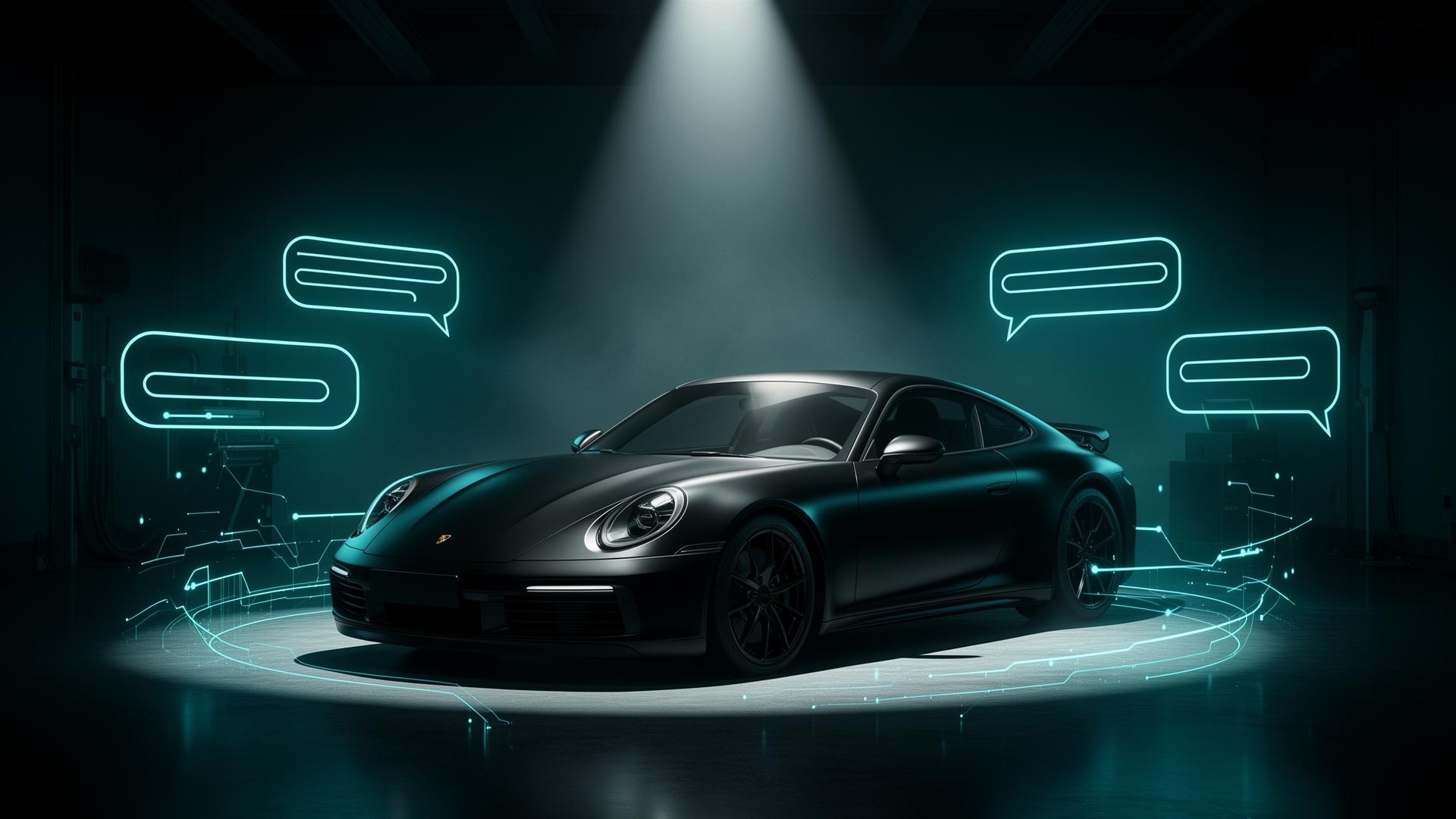 Ceramic coated black car under studio spotlight