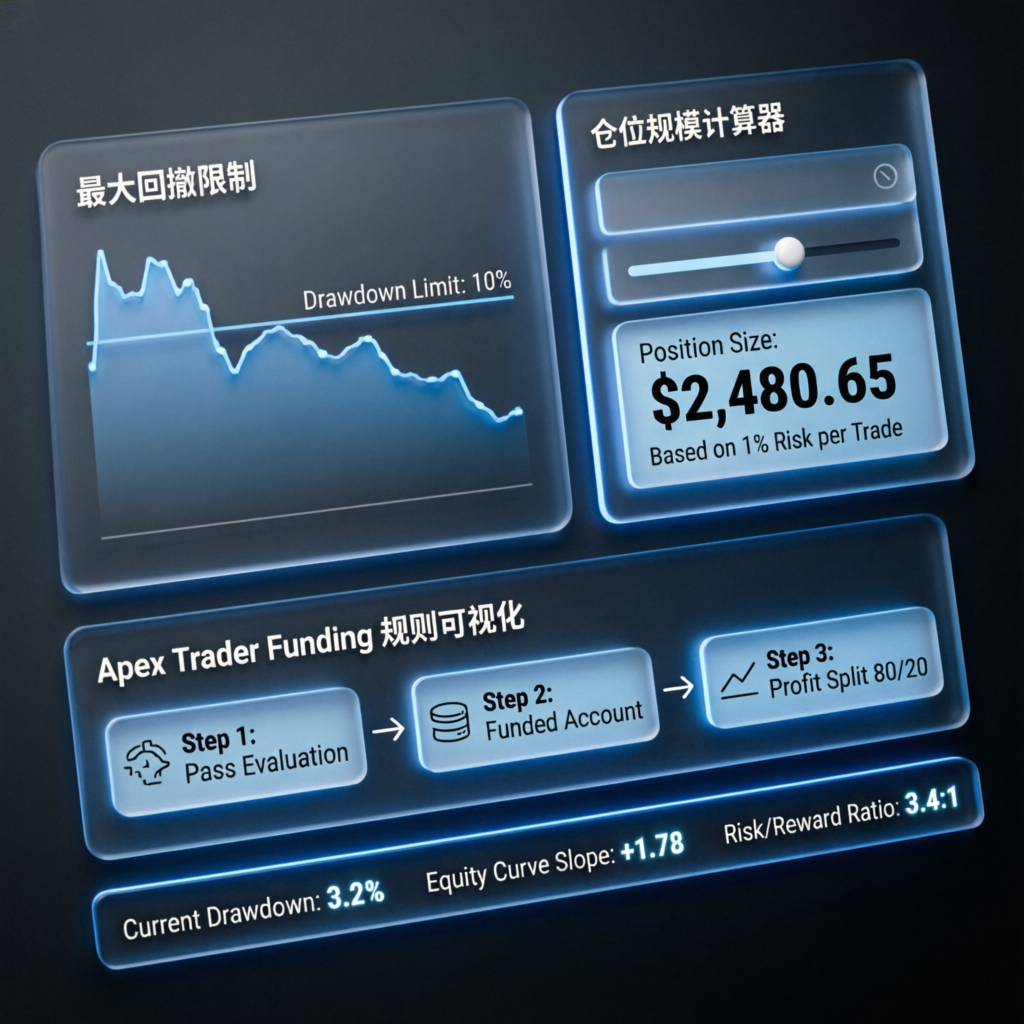 Risk management dashboard showing drawdown limits and position sizing