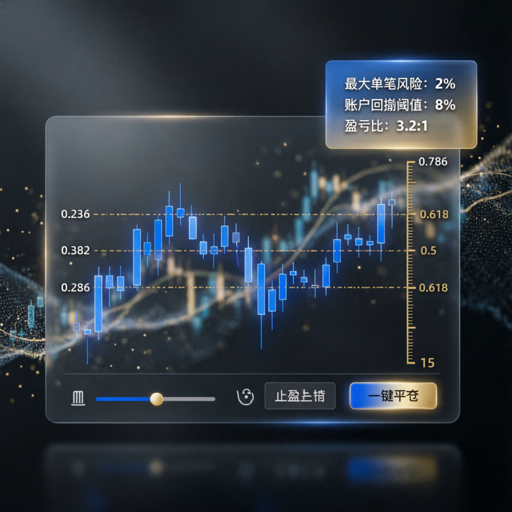 Professional trading strategy visualization with risk management overlay