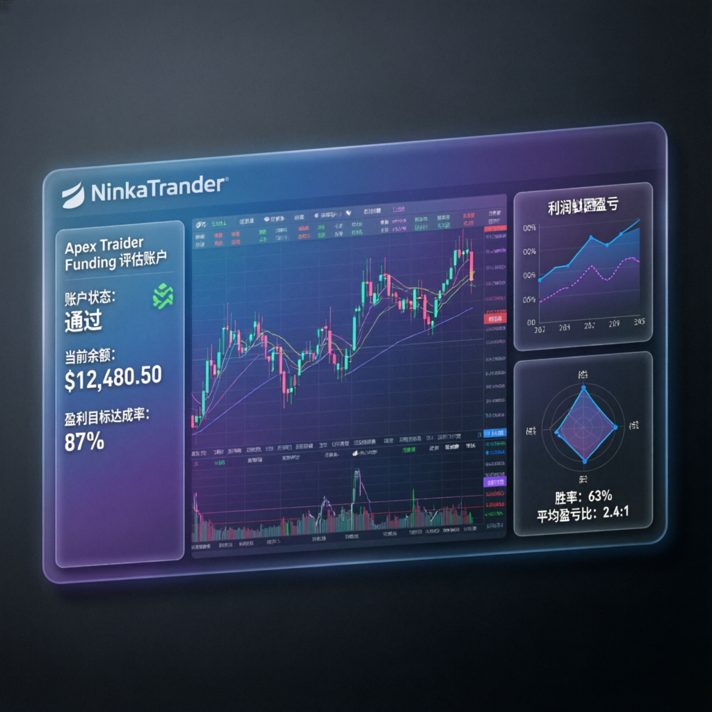 Apex Trader Funding evaluation account dashboard showing passed status