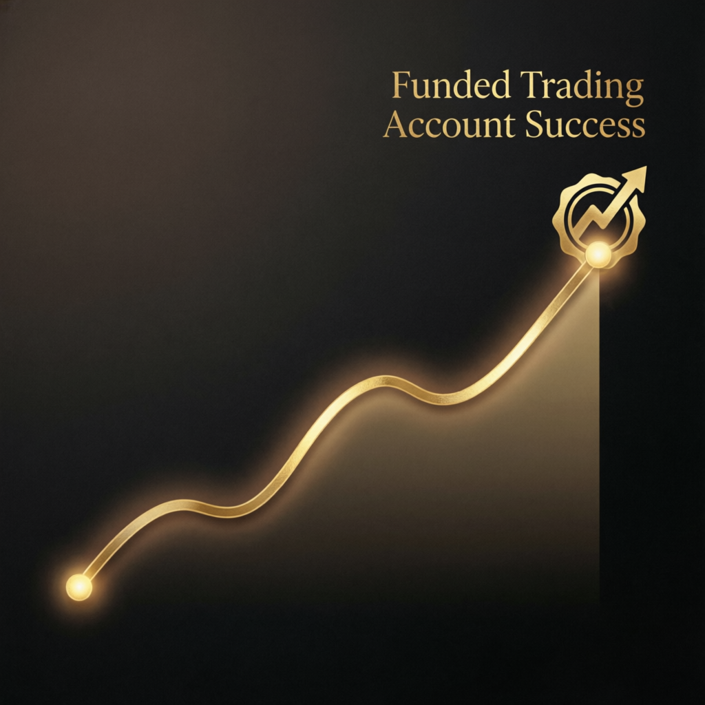 Funded trading account success showing growing equity curve and profits