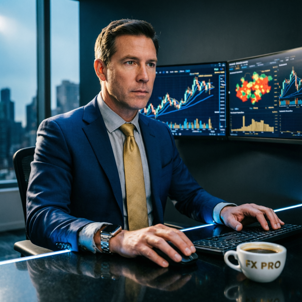 Professional forex trader managing Apex Trader Funding account