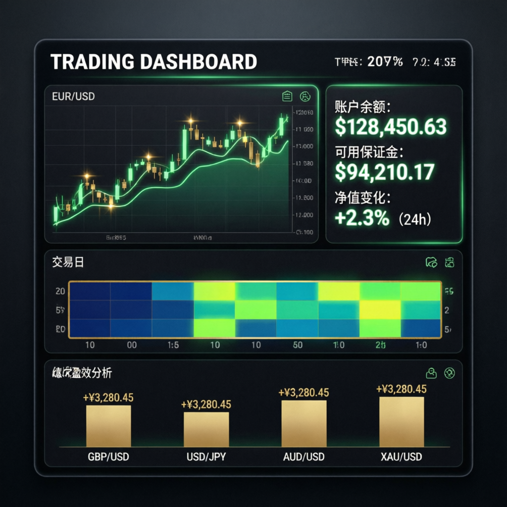 Professional trading dashboard showing Apex Trader Funding account performance
