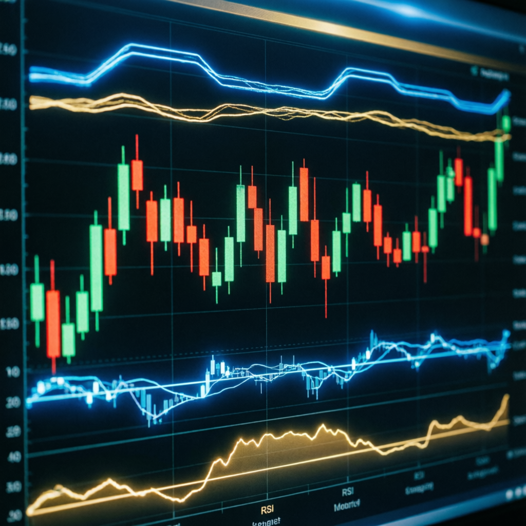 Professional forex candlestick chart with technical indicators