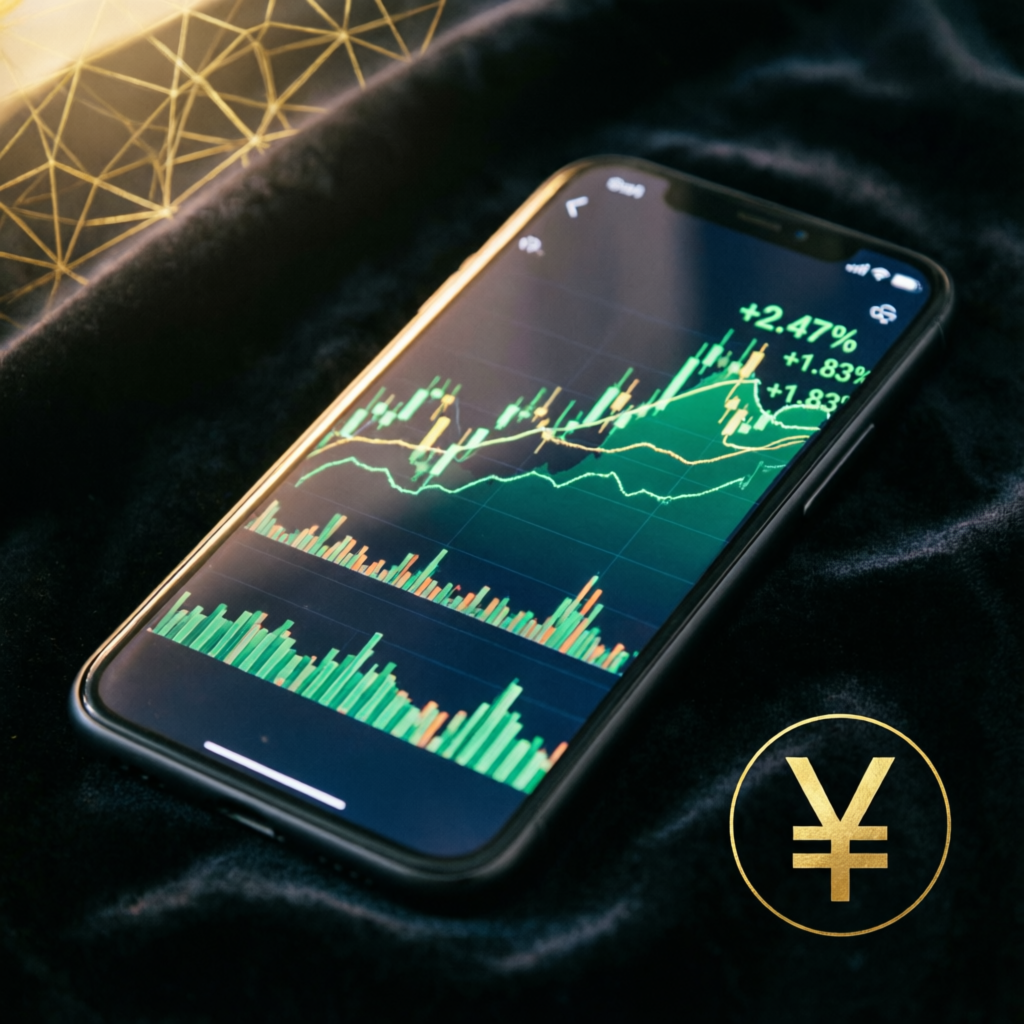 Mobile forex trading app showing profits