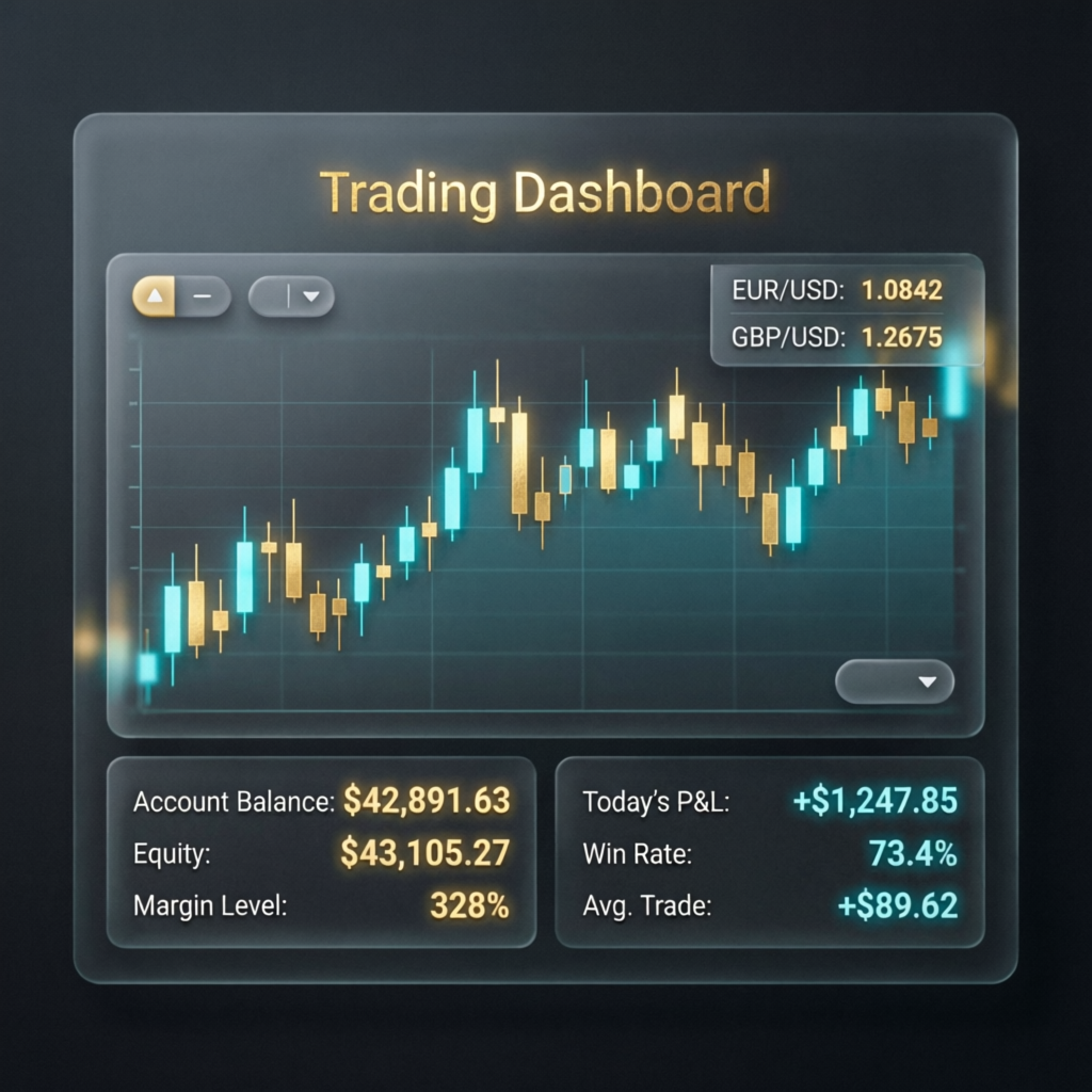 Professional trading dashboard showing funded account metrics