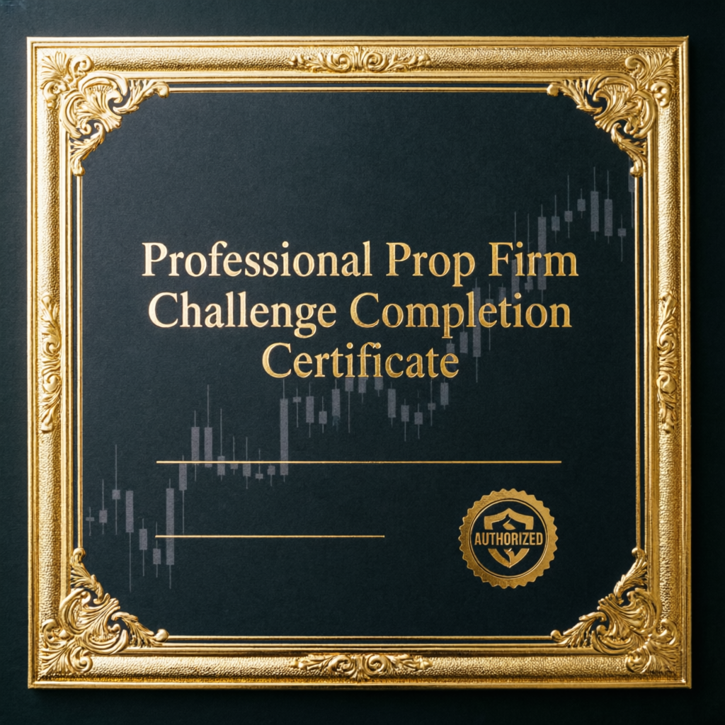 Professional Prop Firm Challenge Completion Certificate with gold borders
