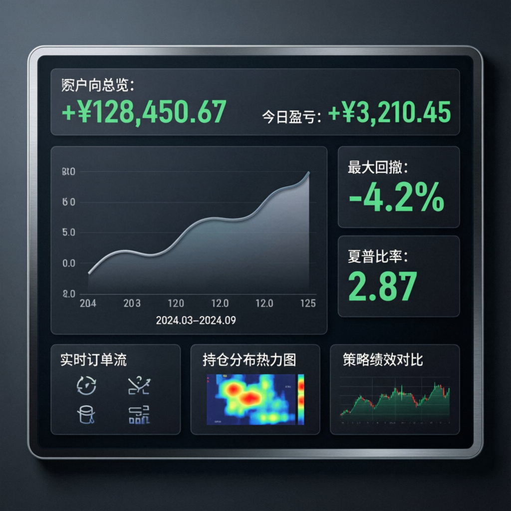Funded account management dashboard showing profit metrics and equity curve