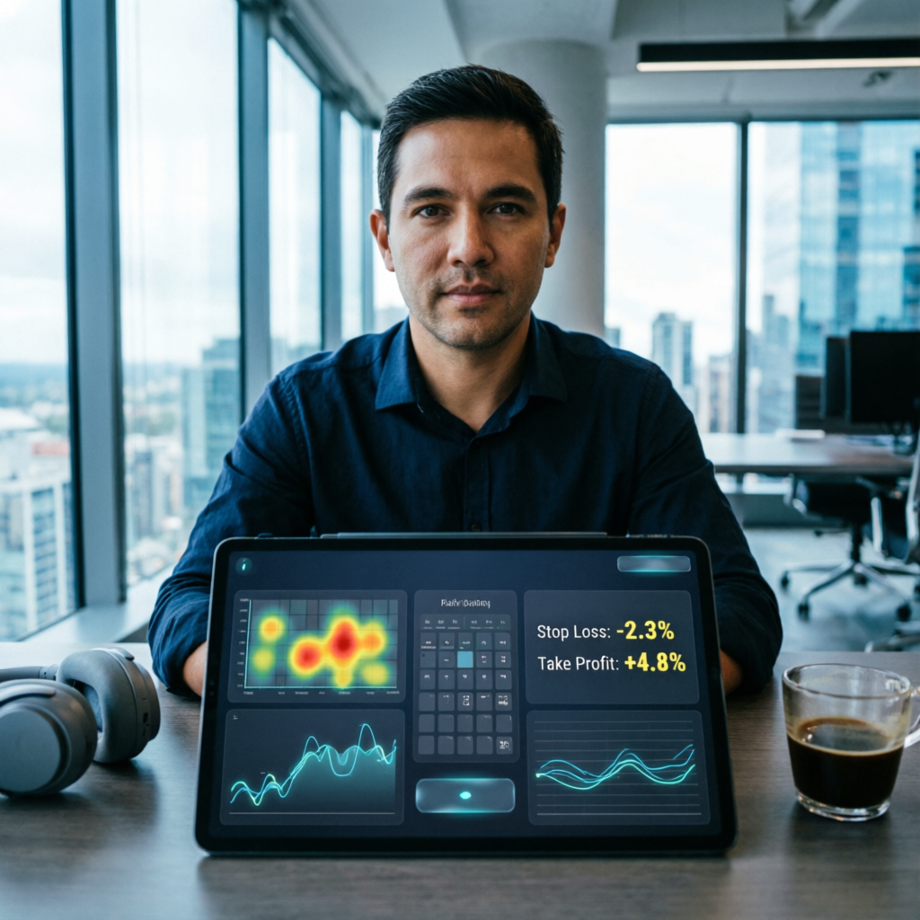 Risk management trading dashboard with stop loss and take profit levels