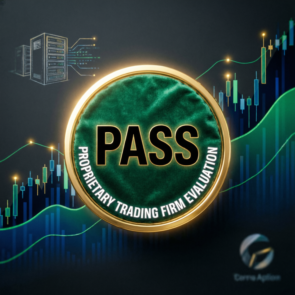 PASS badge for proprietary trading firm evaluation success