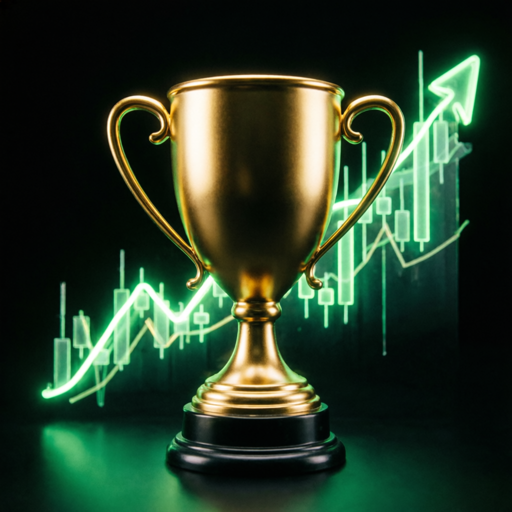 Golden trophy representing trading success and prop firm challenge achievement