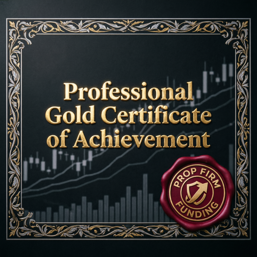 Professional certificate of achievement for prop firm funding