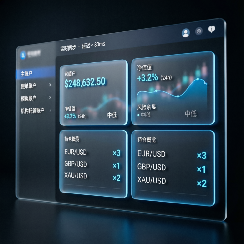 Forex account management dashboard