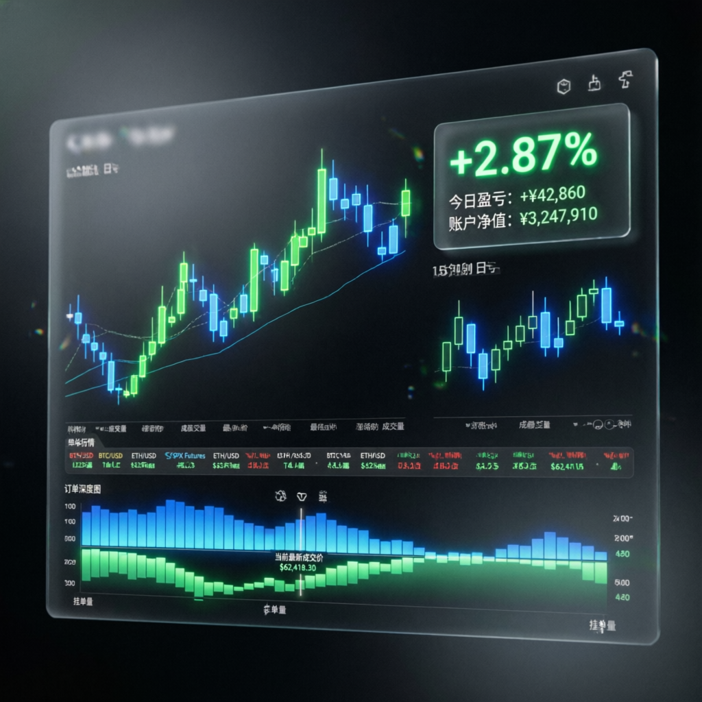 Professional trading dashboard with profit metrics