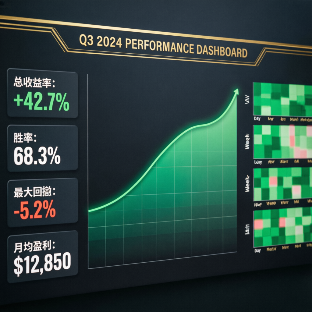 Q3 2024 performance dashboard showing trading metrics