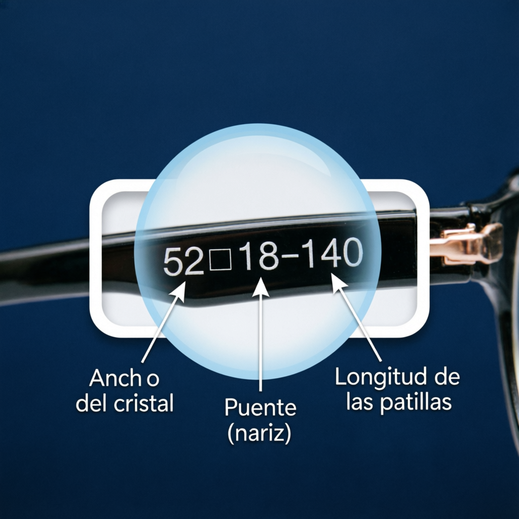 Medidas en patilla de lentes